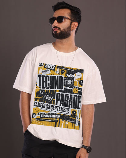 Pack of 2 Men's Oversized T-Shirt: Urban Street & Techno Parade