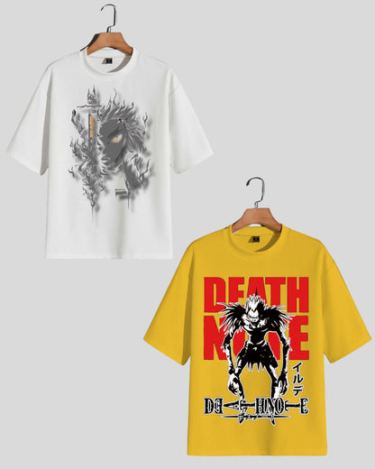 Pack of 2 Men's Oversized T-Shirt: Bankai & Death Note