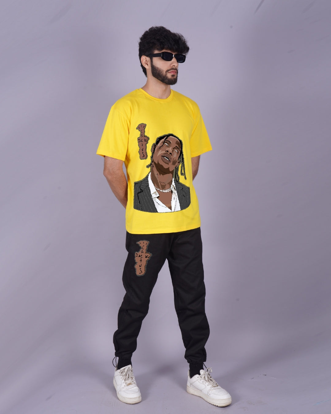 Men's Travis Trippy Oversized Co-Ord Set - Yellow and Black