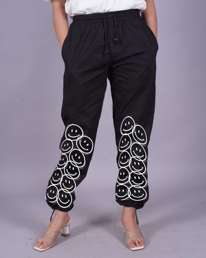 Black Adjustable Cargo Pants for Women - Smiley World