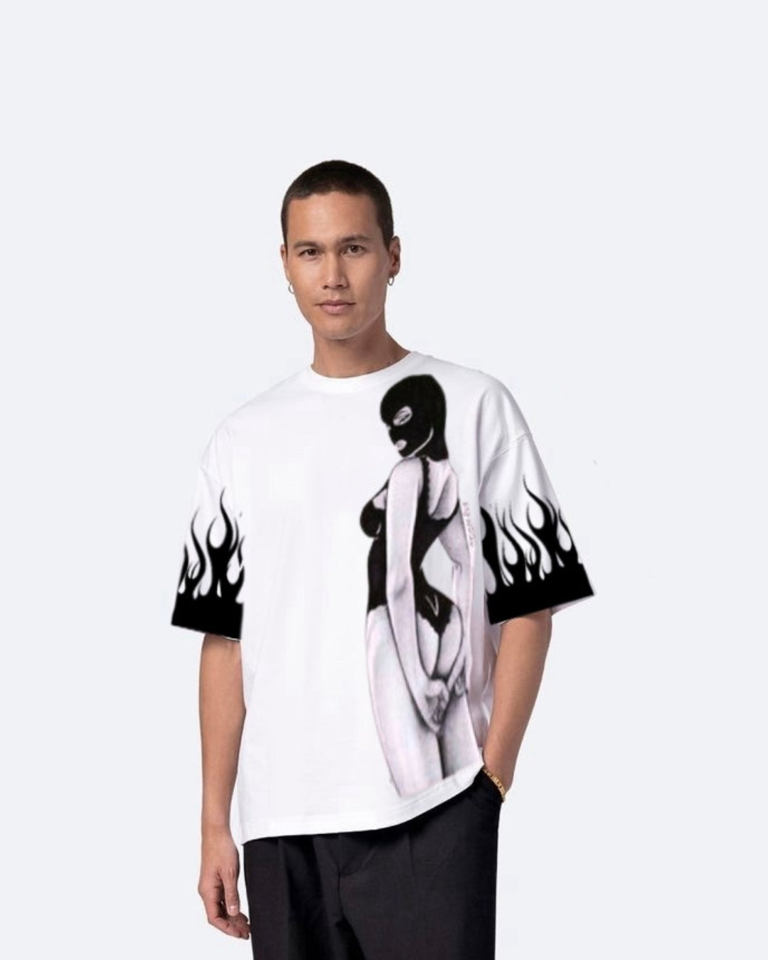 Beautiful Disaster White Urban Oversized T-Shirt for Men