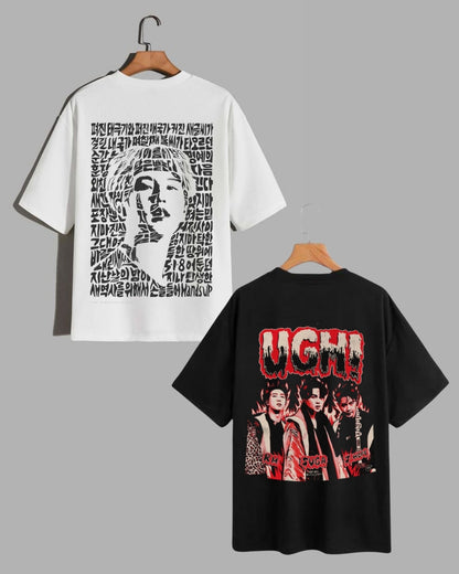 Pair of Baggy Women's BTS Oversized T-Shirts: 'UGH!' & 'AugustD'