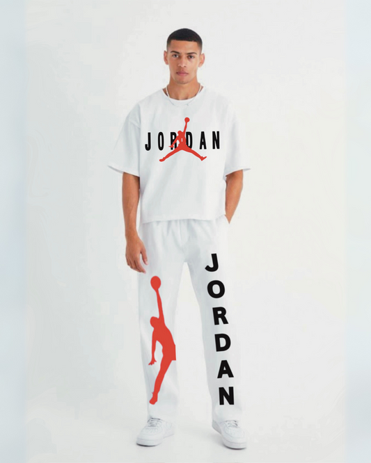Basketball White Oversized Men's Co Ord Set(*)