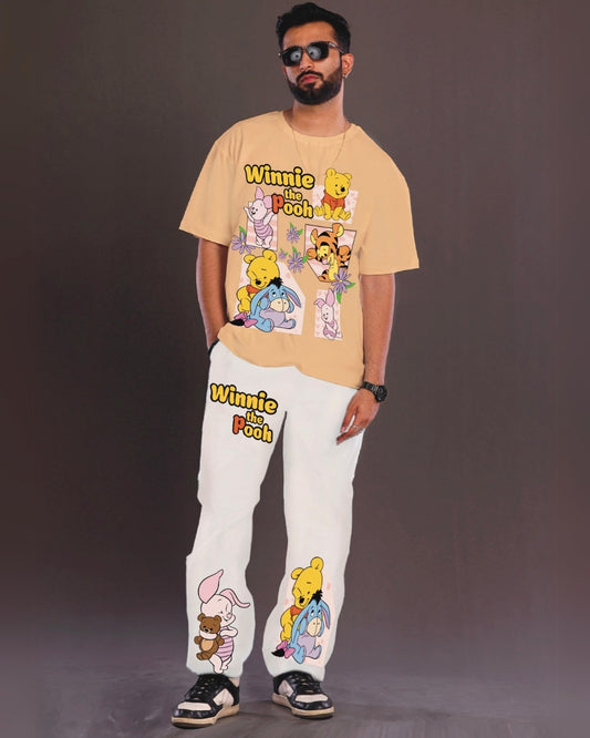 Winnie the Pooh Men's Oversized Beige and White Coord Set