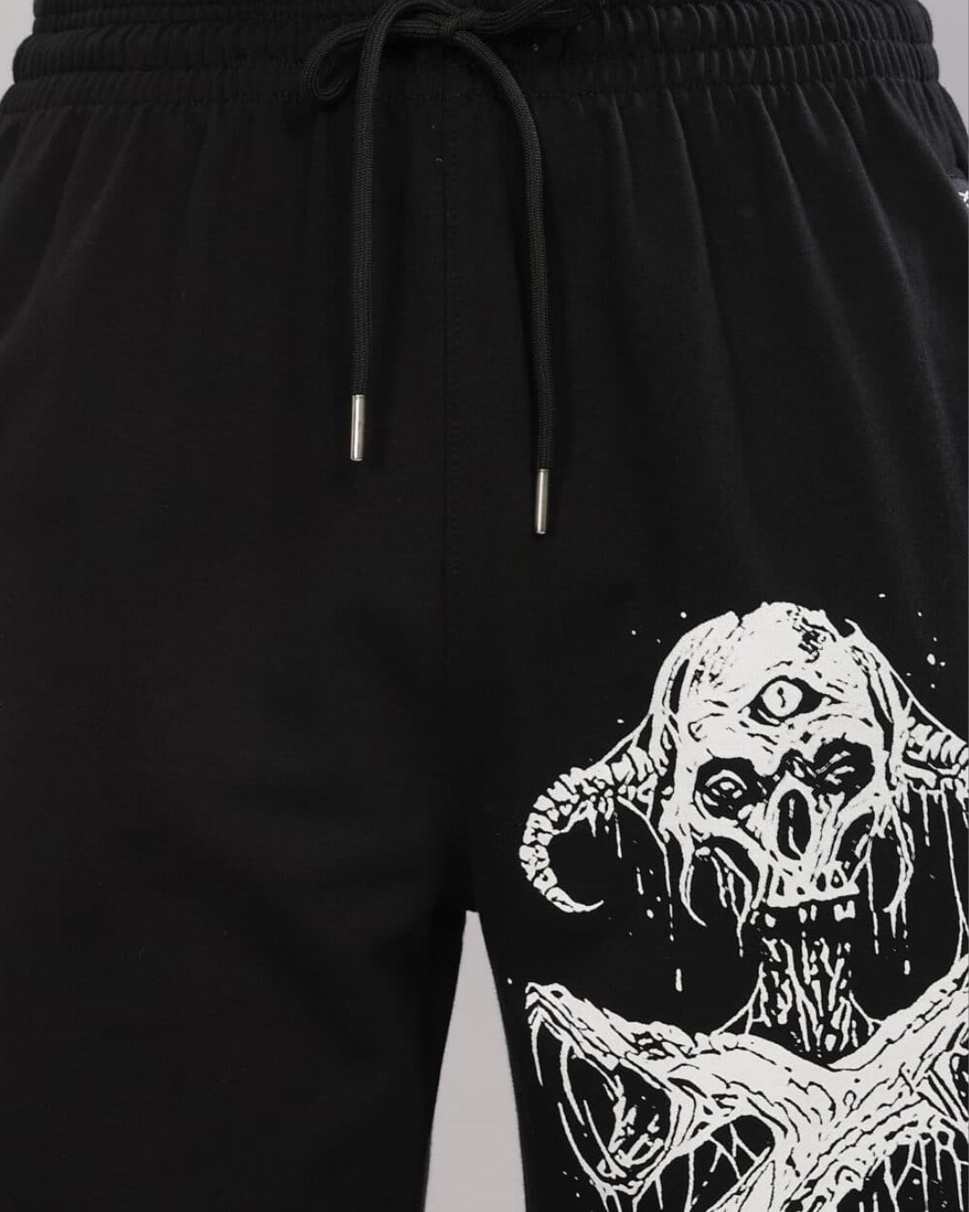 Men's Black Cotton Pant - Ghost Skull