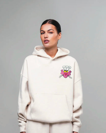 Women White Oversized Hoodie - Confuse Panther