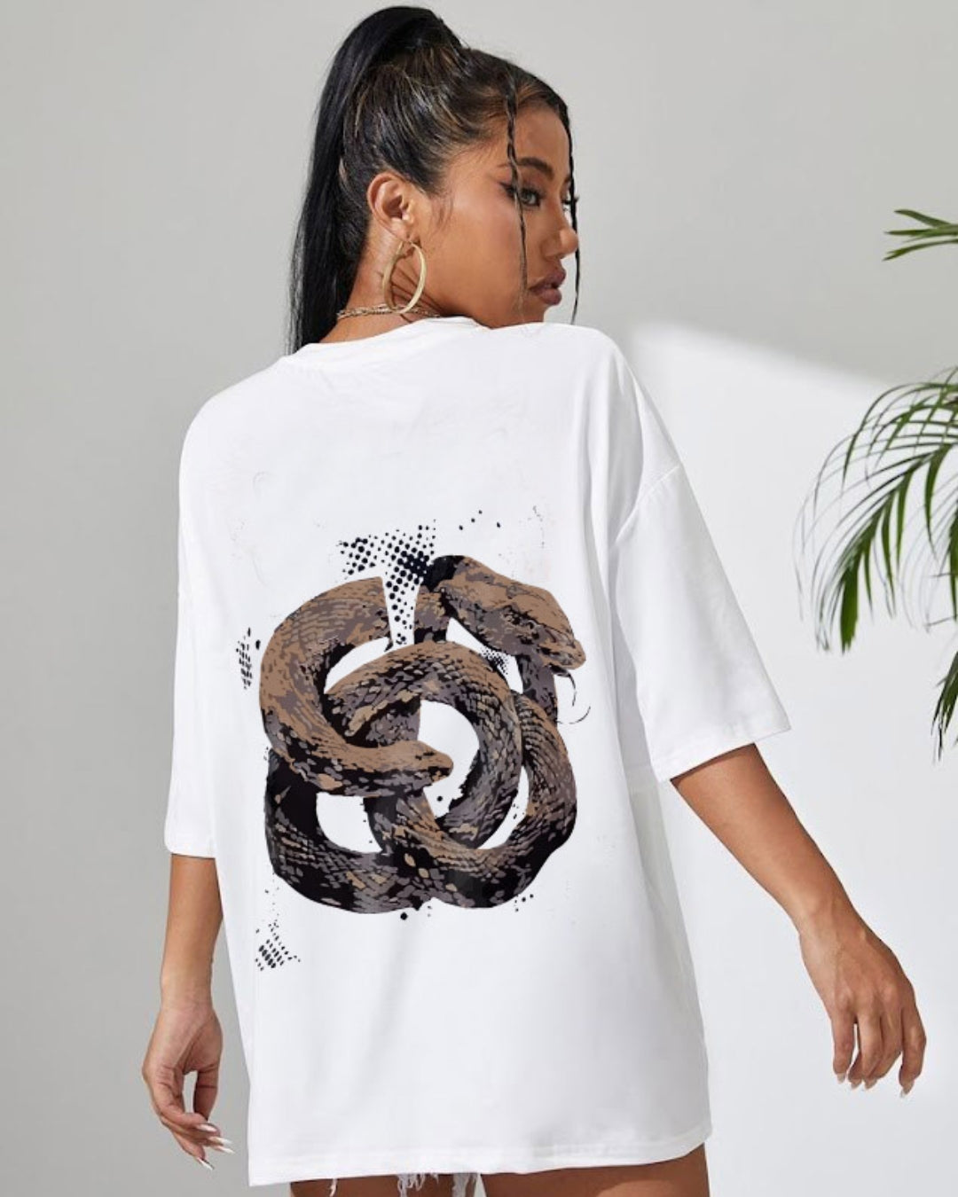 Snake Attack Unisex Exclusive Oversized Tee - White