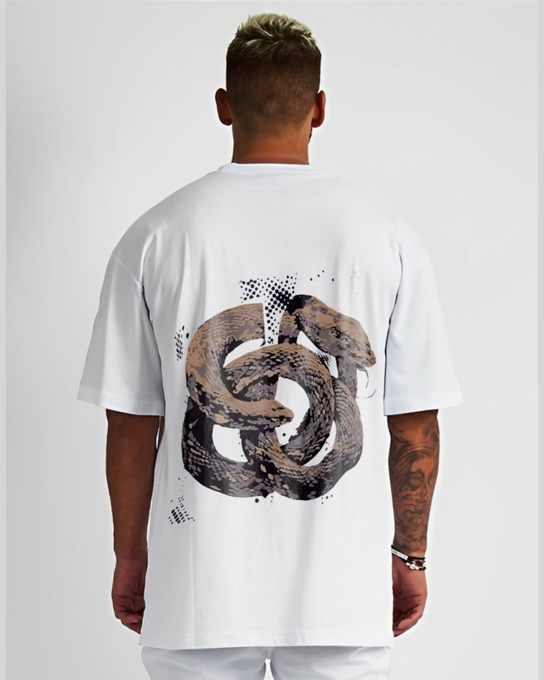 Snake Attack Unisex Exclusive Oversized Tee - White