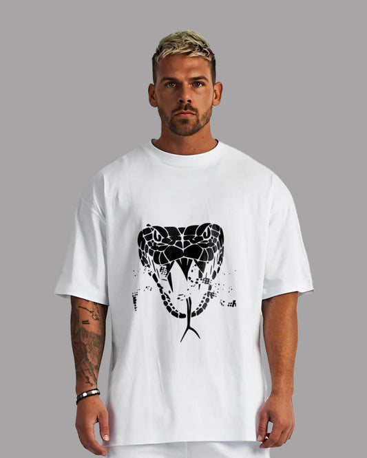 Snake Attack Unisex Exclusive Oversized Tee - White