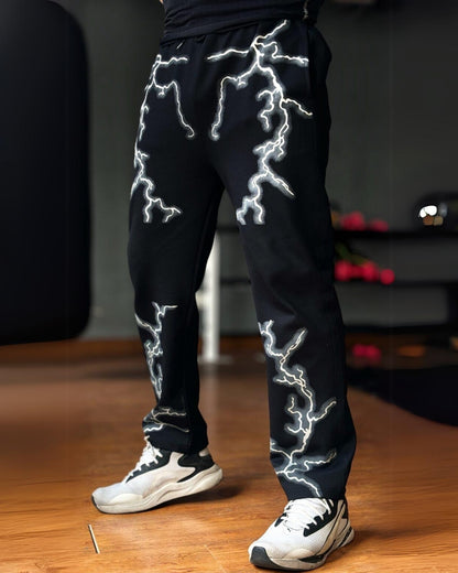 Men's Black Cotton Pant - Thunder Strikes