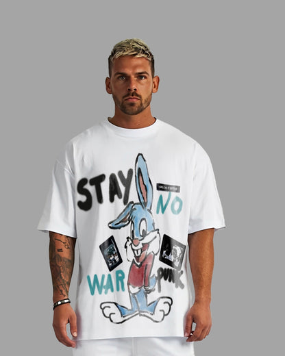 Stay Bunny Unisex Exclusive Oversized Tee - White