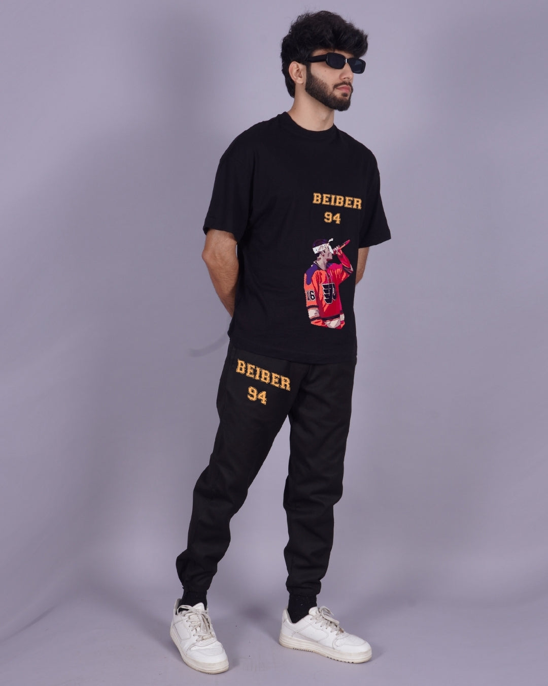 Bieber Vibes: Men's Co Ord Oversized Set in Black with Bieber 94