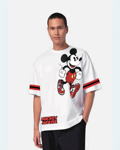 Mickey Mouse White Urban Oversized T-Shirt for Men