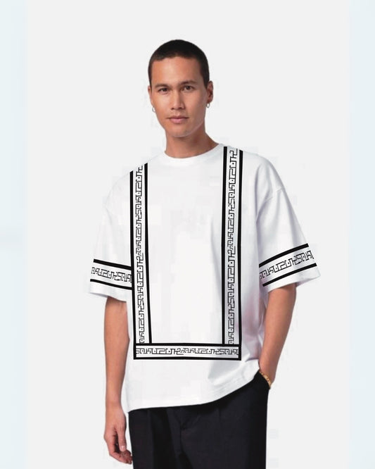 Abetteric White Urban Oversized T-Shirt for Men