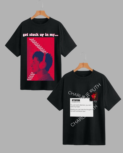 Women's Charlie Puth T-Shirt Combo - Got Stuck Up In My Head & Attention