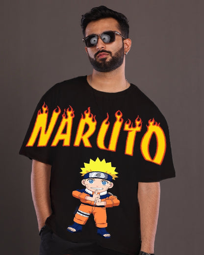 Pack of 2 Men's Anime Oversized T-Shirt: Spidy & Naruto