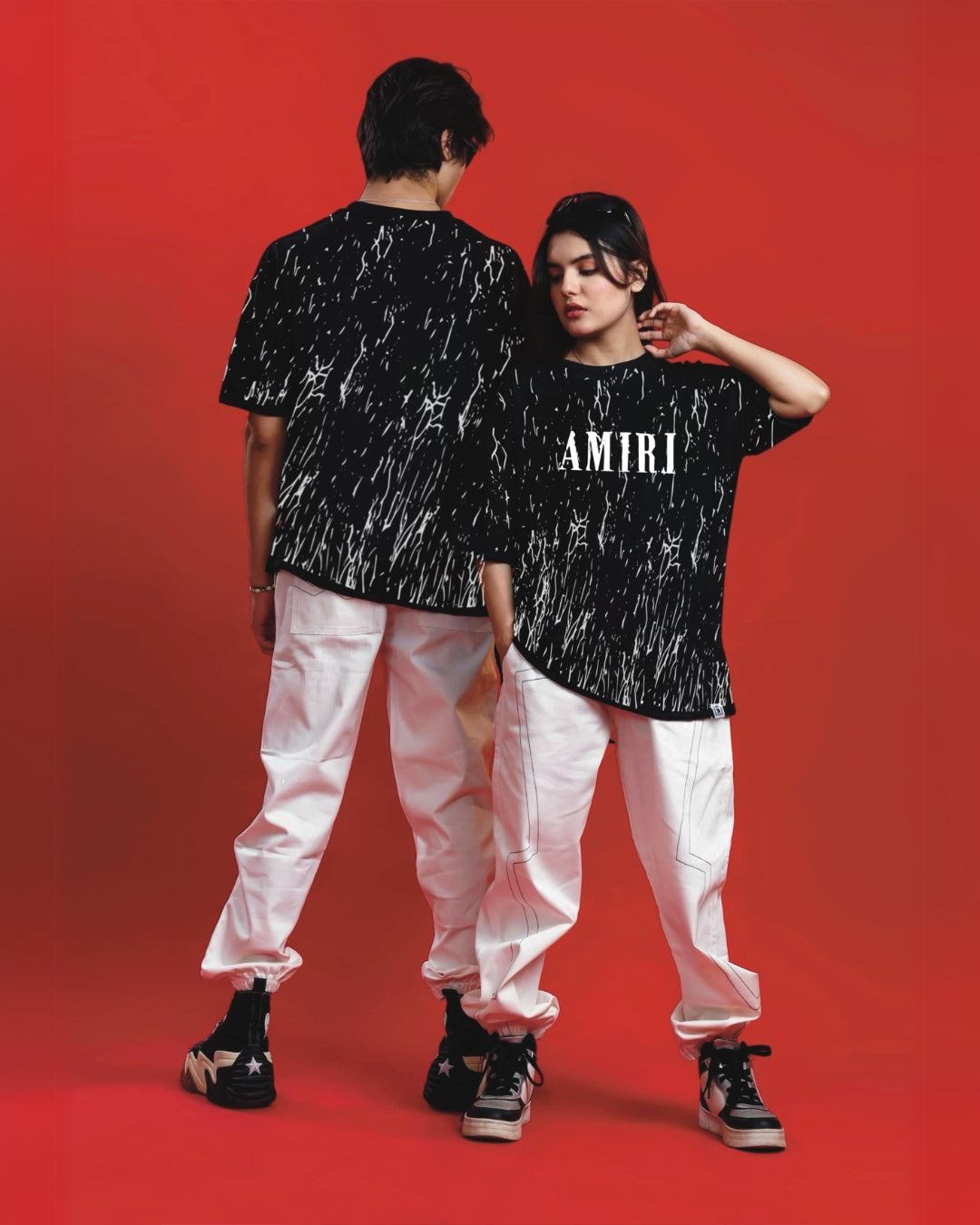 Aujla Amiri Unisex Exclusive Oversized Tee - Black