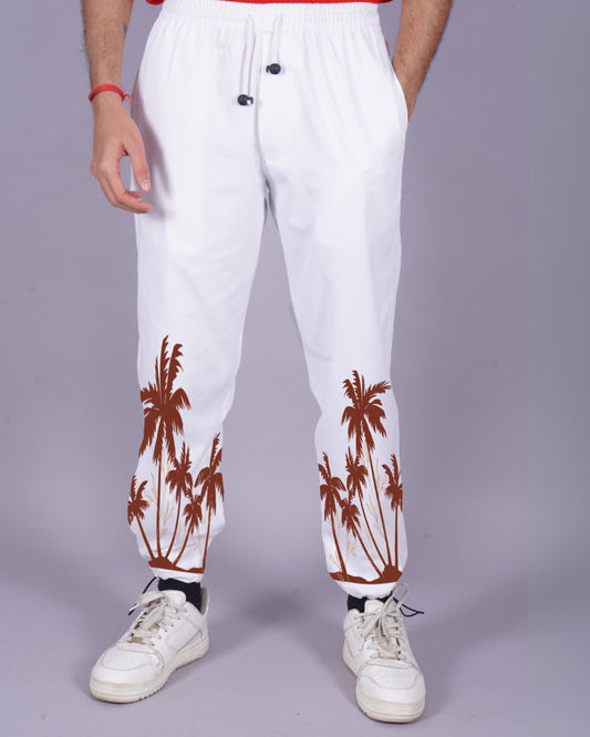 Men's White Adjustable Cargo Pant - Coconut Graphic