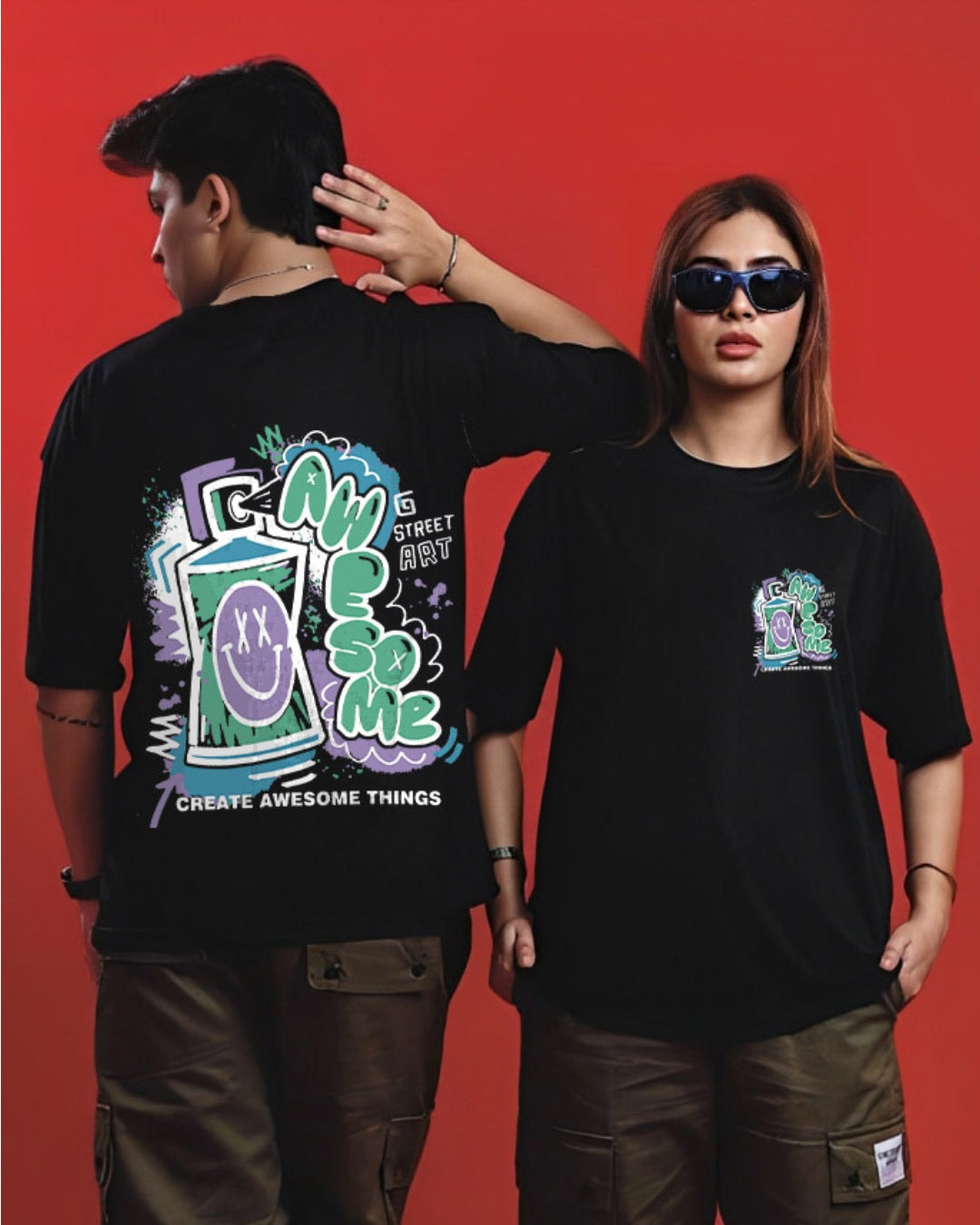 Awesone Unisex Exclusive Oversized Tee - Black