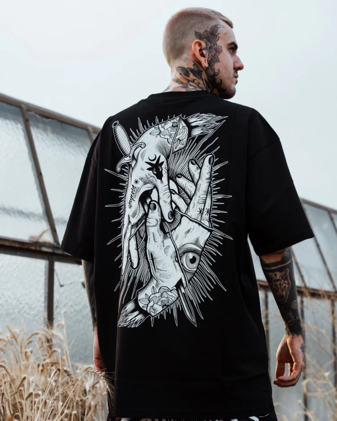 Demonic Hand Unisex Exclusive Oversized Tee - Black