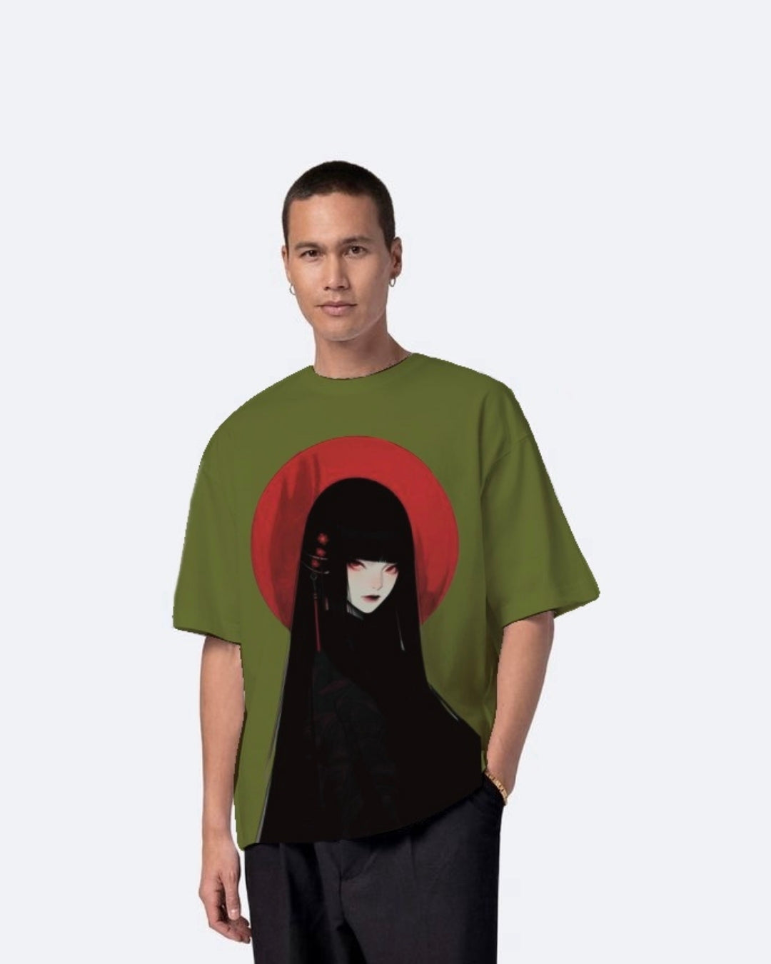 Mysterious Gurl Olive Urban Oversized T-Shirt for Men