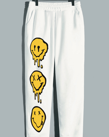 Men's Smiley White Cotton Pants