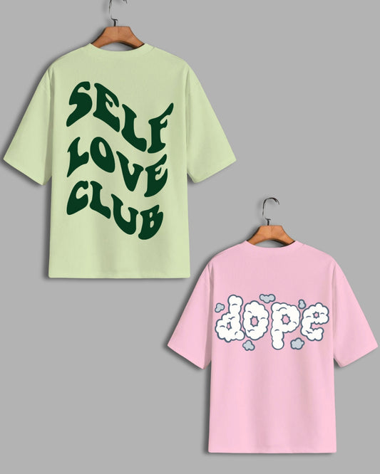 Bundle of 2 Women's Oversized Tees: Self Love and Dope Designs