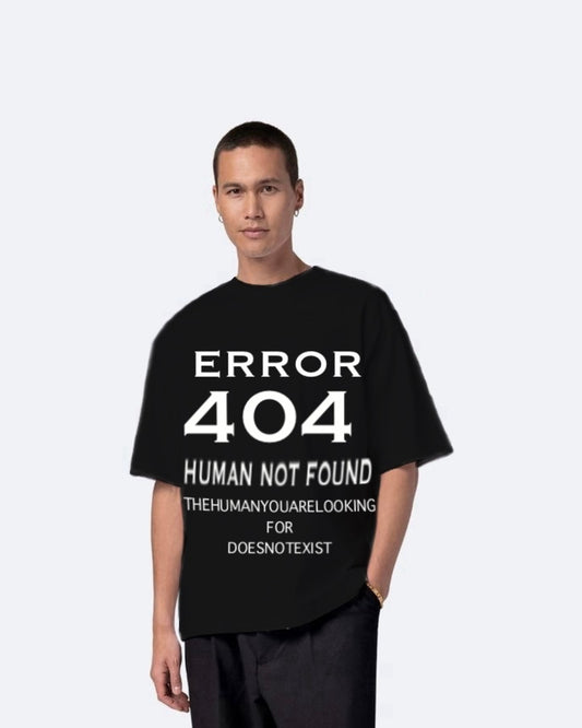 404 Error Black Urban Oversized T-Shirt for Men