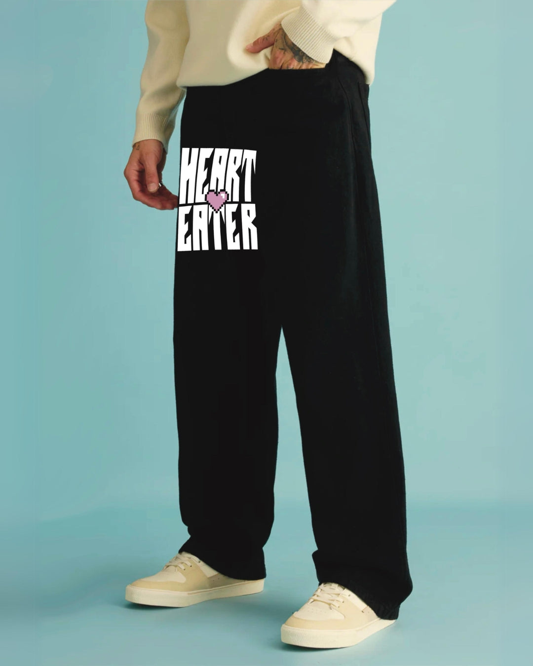 Men Black Cotton Pants - HeartEater