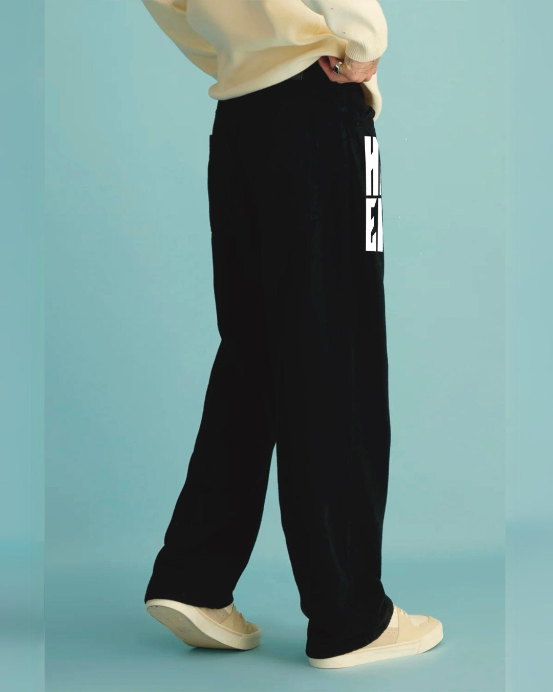 Men Black Cotton Pants - HeartEater