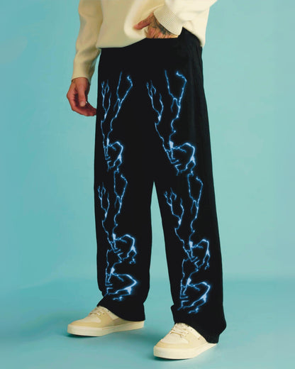 Unisex Black Cotton Pant - Lightning