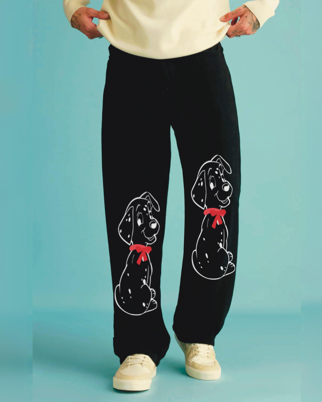 Unisex Black Cotton Pant - Dog Edition