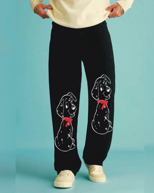 Unisex Black Cotton Pant - Dog Edition