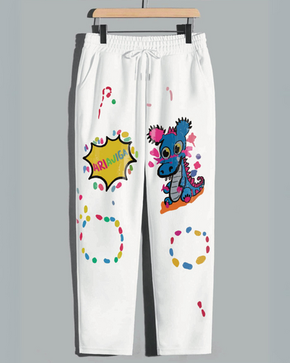 Men's White Cotton Pant - Baby Dino