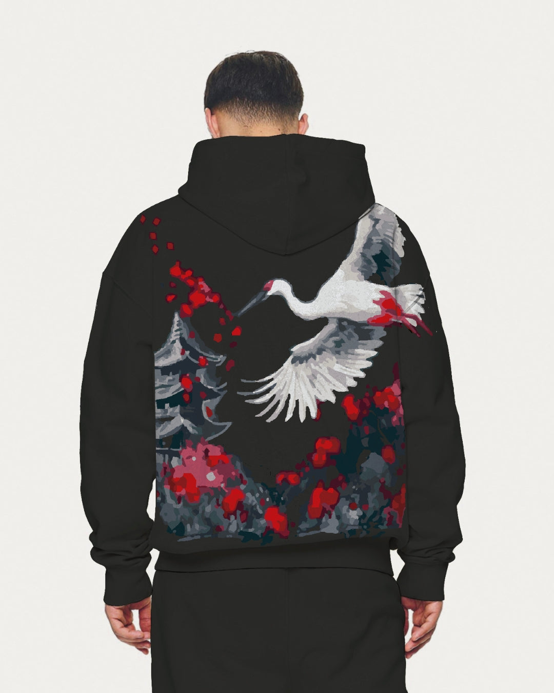 Unisex Black Oversized Hoodie - Wings