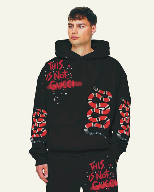 Unisex Black Oversized Hoodie - Snake Edition