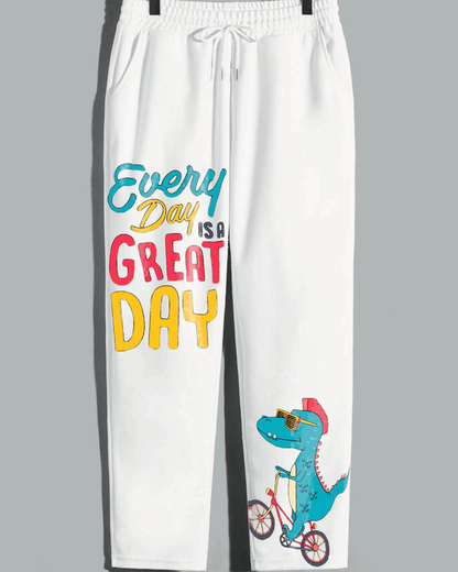 Men's White Cotton Pant - Great Day