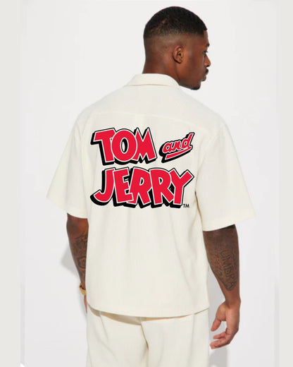 Tom & Jerry White Oversized Knitted Shirt