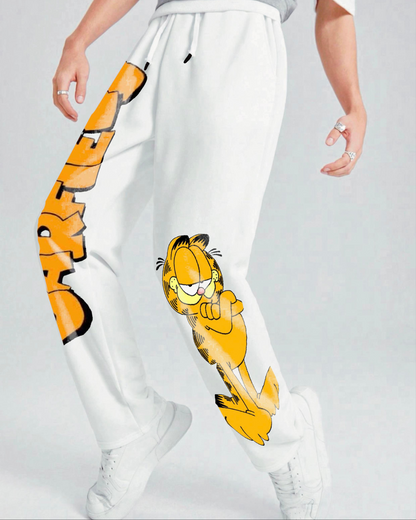 Men's White Cotton Pant - Garfield