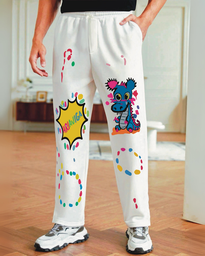 Men's White Cotton Pant - Baby Dino