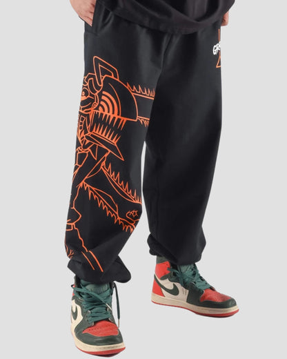 Men's Designer Black Cotton Pant - Chain Reaper