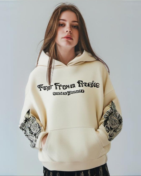 Women White Oversized Hoodie - Far From Race