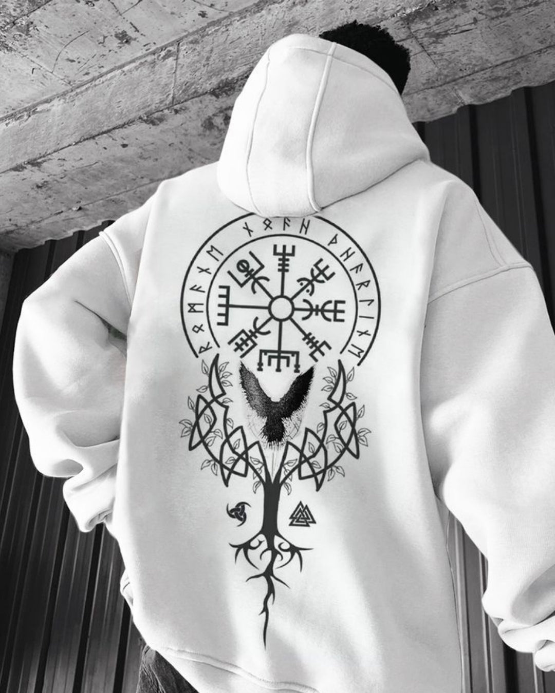 Unisex White Oversized Hoodie - Bird Wings