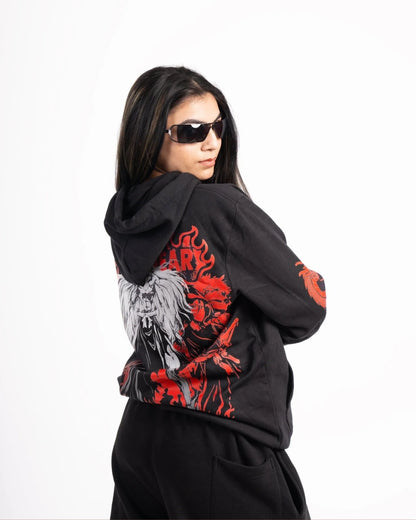 Unisex Black Oversized Hoodie - Stylish Anime Edition