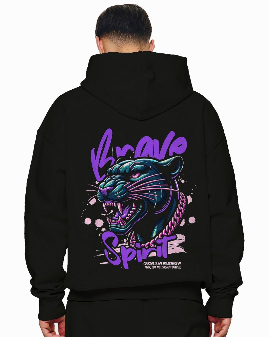 Unisex Black Oversized Hoodie - Brave Spirit