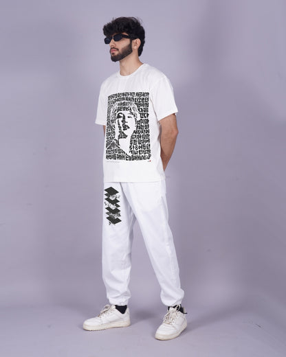 K-Pop Chic: Men's White BTS August D Oversized Co-ord Set"