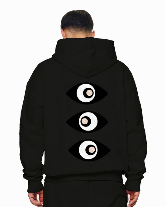 Unisex Black Oversized Hoodie - Three Eye