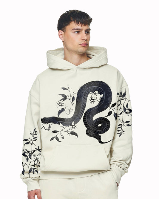 Unisex White Oversized Hoodie - Dragon Attack