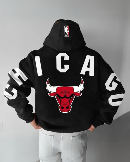 Unisex Black Oversized Hoodie - Chicago 2.0