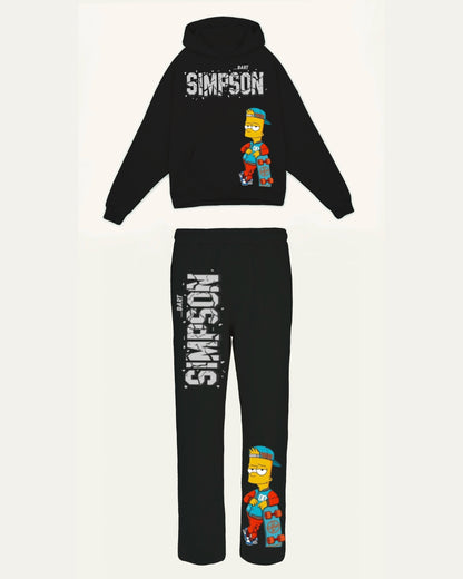 Men's Simpson Hoodie Oversized Co-ord Set - Black and Black